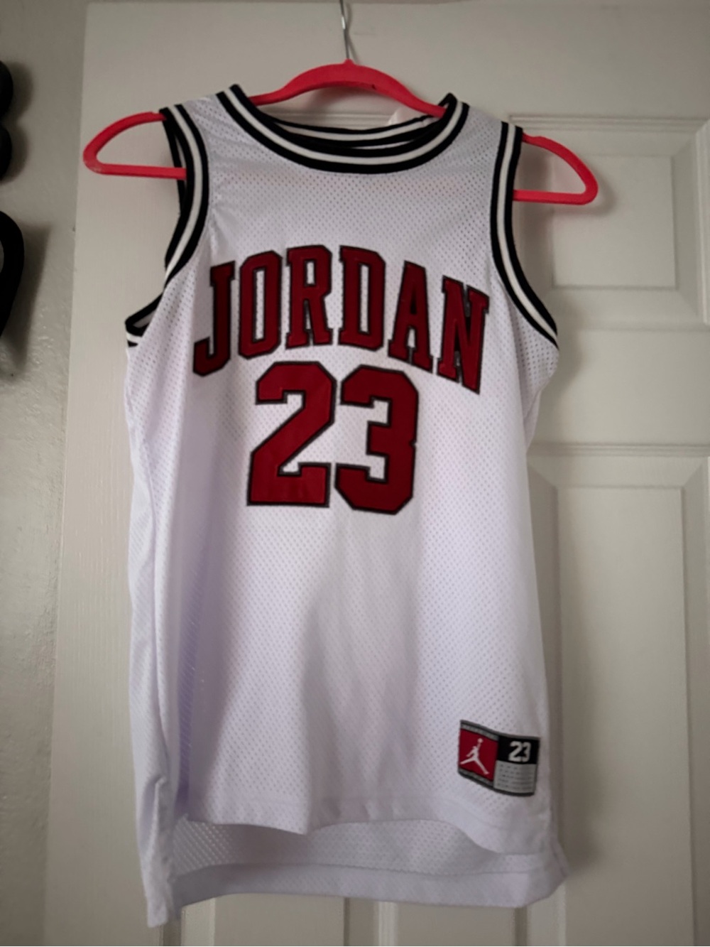 Jordan White & Red Kids Basketball Jersey with 23
